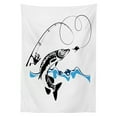 thumbnail image 3 of Ambesonne Fish Tablecloth Rectangular Table Cover, Hand Drawn Art Nautical, 60"x90", Black Blue, 3 of 4