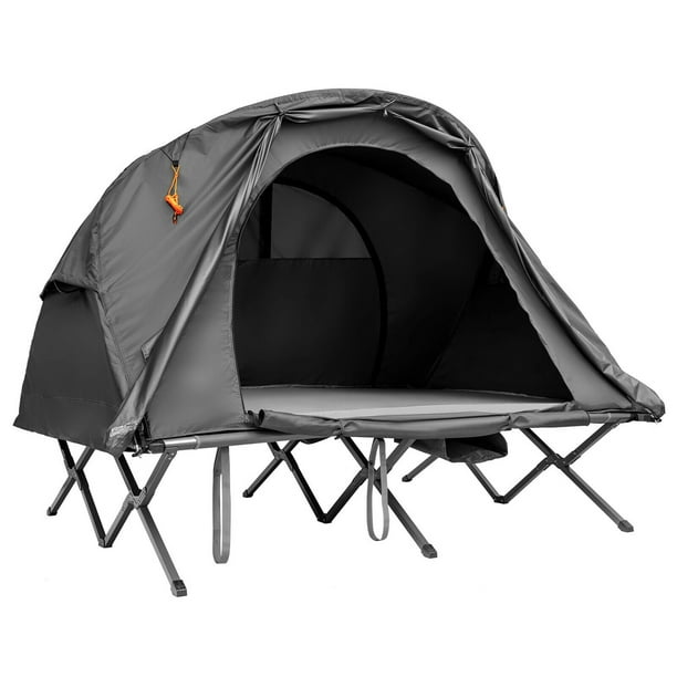 Gymax 2 Person Outdoor Camping Tent Cot Elevated Compact Tent Set W External Cover Grey Walmart