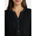 thumbnail image 3 of Time and Tru Women's Poplin Shirt Dress with Long Sleeves, Sizes XS-XXXL, 3 of 4