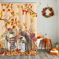 thumbnail image 2 of Shower Curtain 36"W x 78"L Fall Thanksgiving Watercolor Hedgehog Coffee Pumpkins Maple Leaves Orange Fabric Shower Curtains Set with Hooks Bathroom Curtains Machine Washable Bathroom Accessories, 2 of 6