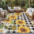 thumbnail image 2 of Sunflowers Outdoor Rug for Patio/Deck/Porch, Non-Slip Large Area Rug 5 x 7 Ft, Yellow Flowers Butterfly Farmhouse Black Plaid Indoor Outdoor Rugs Washable Area Rugs, Camping Rug Carpet Runner, 2 of 8