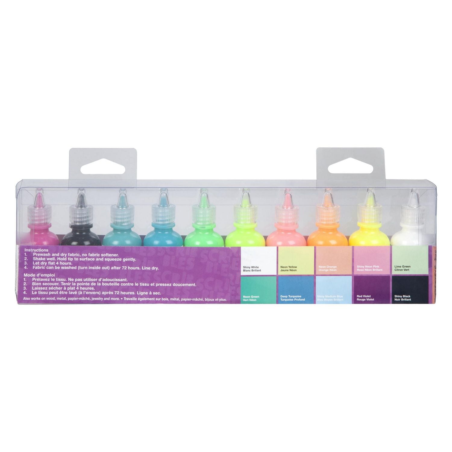Scribbles 1 fl oz de peinture textile 3D 10 pack néon Peinture textile 3D