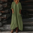 thumbnail image 2 of Zorckvet Womens Dresses Crewneck Linen Plus Size Summer Cotton Loose Dress for Women Fashion, 2 of 8