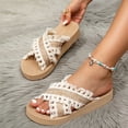 thumbnail image 6 of Women Espadrilles Platforms Sandals Wedge Canvas Open Toe Slippers Vintage Heel Solid Color on Summer Dress Comfortable Trendy Breathable Non Vacation Walking Shoes, 6 of 9