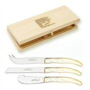 Claude Dozorme Laguiole Berlingot Cheese Knives Set of 3 Pearl Boxed
