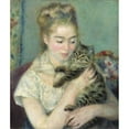 thumbnail image 2 of Pierre-Auguste Renoir 15x17 Gold Ornate Wood Frame and Double Matted Museum Art Print Titled - Woman with a Cat (C. 1875), 2 of 4