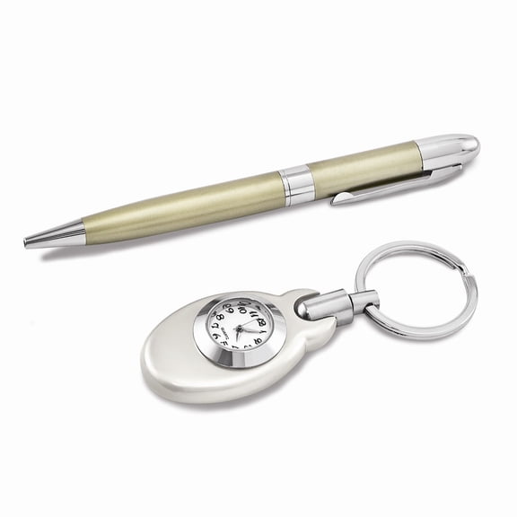 FB Jewels Silver-tone Engravable Watch Key Ring and Pen Gift Set