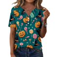 thumbnail image 4 of Halloween Shirts for Women 2026 V Neck Plus Size Funny Cute Vintage Teacher Shirts Casual Holiday Tops, 4 of 6