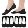 Women's No-Show Liner Socks, 6-Pair Set Nylon Non-Slip Thin Silk Footies, Invisible Socks for Flats, Loafers or Professional Shoes,Black