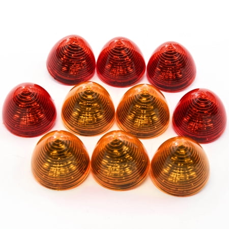 Red Hound Auto 10 Red LED 2 inches Marker Beehive Cone Lights Trailer 5 Red 5 Amber New