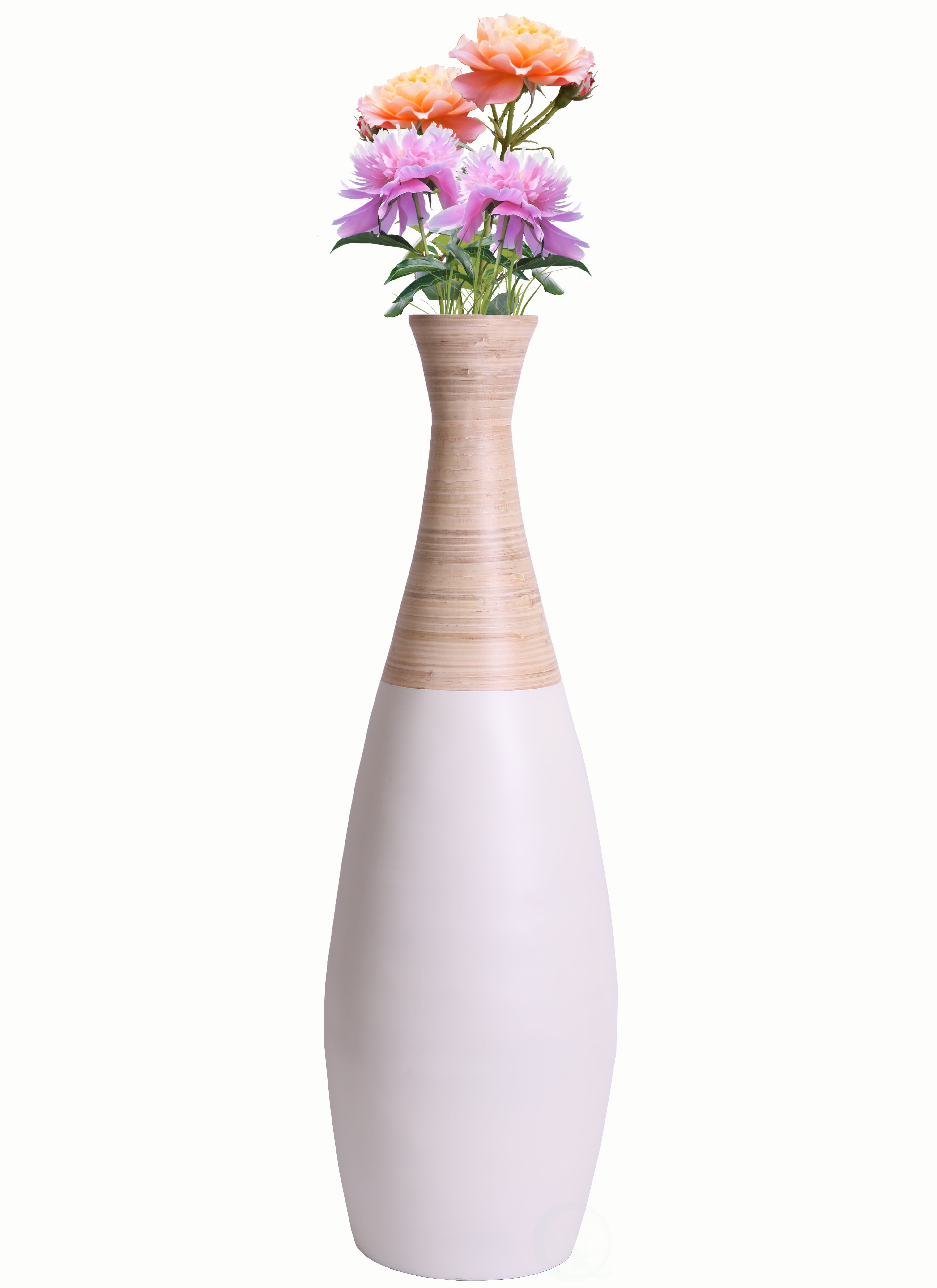 31 5 Spun Bamboo Tall Trumpet Floor Vase White And Natural
