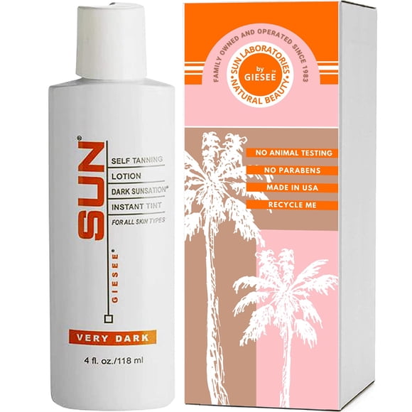 Sun Laboratories By Giesee Dark Sunsation Loción bronceadora sin sol 4 oz - Loción bronceadora orgánica no tóxica sin fragancia Autobronceadora oscura Loción autobronceadora natural para cara y cuerpo