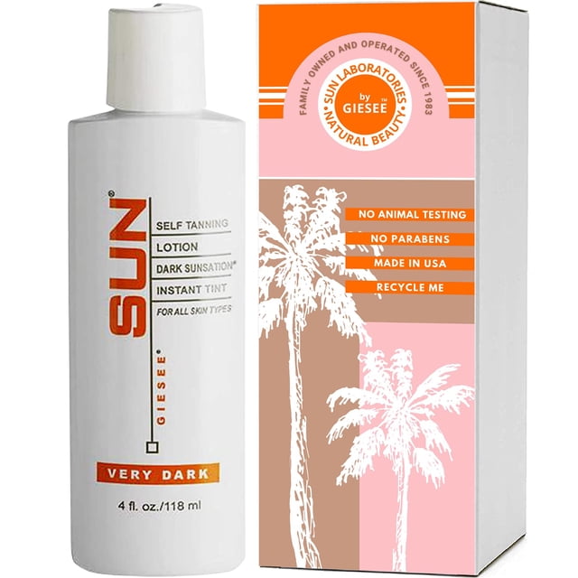Sun Laboratories By Giesee Dark Sunsation Loción bronceadora sin sol 4 oz - Loción bronceadora orgánica no tóxica sin fragancia Autobronceadora oscura Loción autobronceadora natural para cara y cuerpo