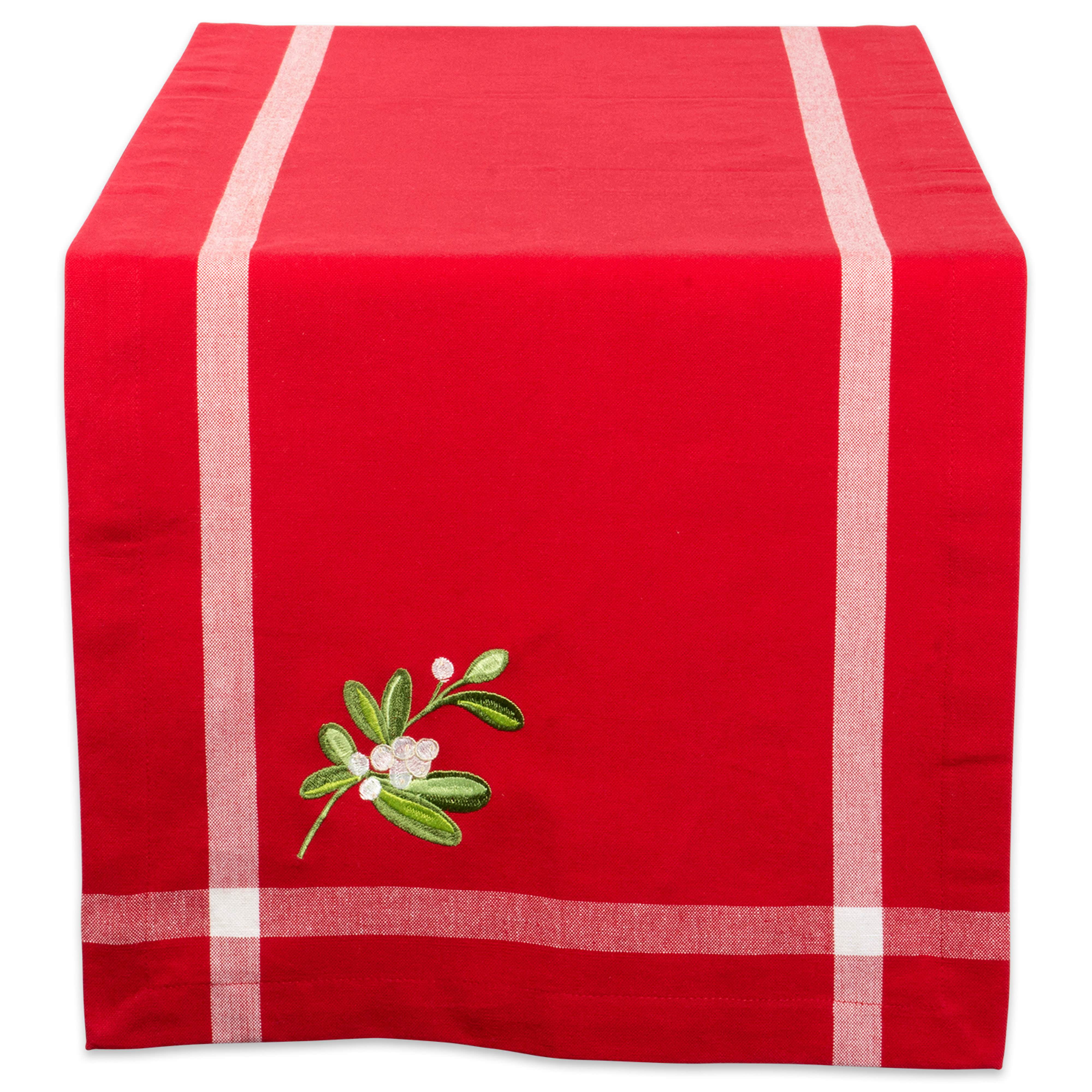 Design Imports Embroidered Mistletoe Table Runner, 72"x14", 100 Cotton