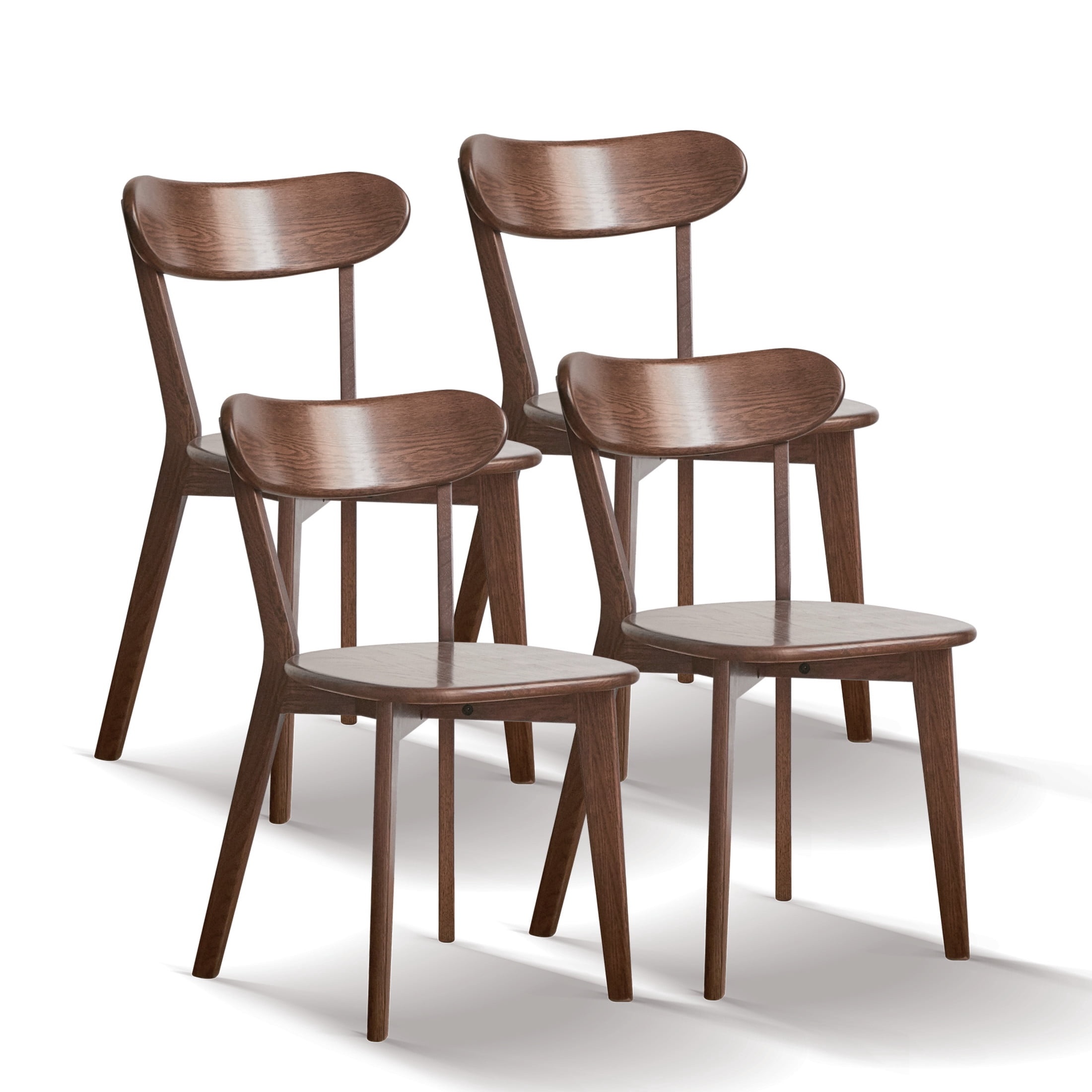 Noble House Set of 4  Dining Chairs, 18.3" x 21.3" x 31.5", Solid FAS Grade North American Oak, 100% Natural Dirt-Free Hardwood, Simple Wooden Chairs for Dining Table or Living Room, Walnut