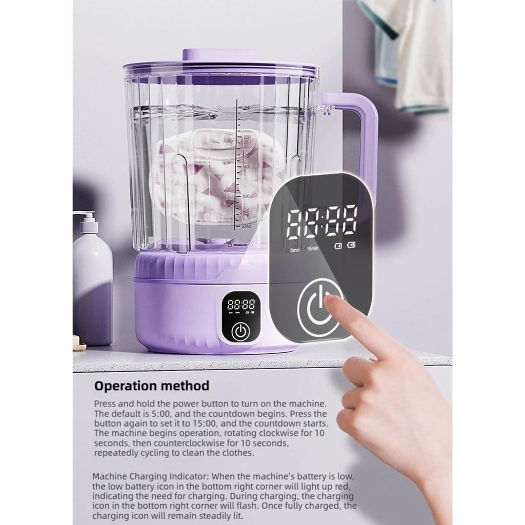 Zeiwohndc Portable Wireless Mini Washer For Underwear Baby Clothes Cleaning 4000mah