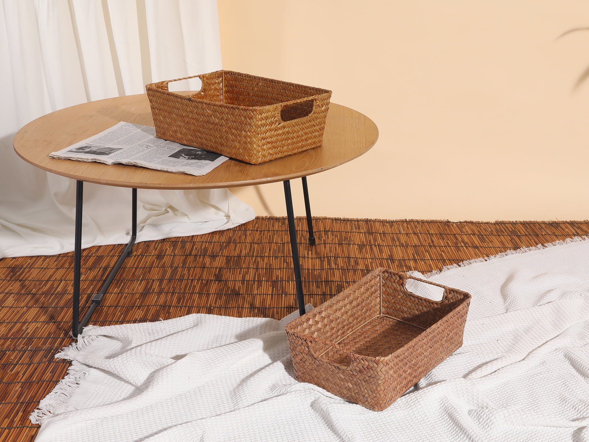 Unique Bargains 1 Pack Wicker Basket for Organizing and Storage Brown 13.4*9.1*4.3in