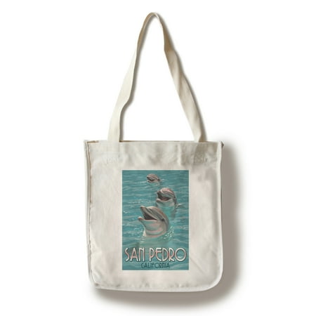 - San Pedro, California - Dolphins - Lantern Press Artwork (100% Cotton Tote Bag - Reusable)