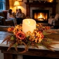 thumbnail image 4 of Halloween Sale Clearance!Fall Decorations for Home, Fall Candle Ring Wreath Artificial Autumns Leaves Berries Pumpkin Harvests Table Decor for Thanksgiving, 4 of 6