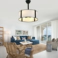 thumbnail image 5 of Cusp Barn 19" Black Bohemian Drum Caged Ceiling Fan with Light, 6 Speed Modern Bladeless Fandelier Ceiling Fan, 5 of 14