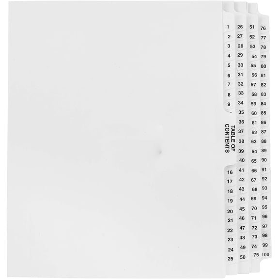 Exhibitindexes® Side Collated Exhibit Tabs 1-100 - AVE Style Bold Tabs - Side Collated Exhibit Tabs Made in The USA | Letter Size - 1-100 - Sets