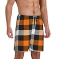 thumbnail image 2 of Wukai Orange Plaid Men’s Short Pajama Pants With Pockets Soft Sleep Pj Shorts for Men-4X-Large, 2 of 6
