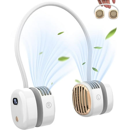 

Portable Neck Fan.Hands Free Portable Fan 3 Speeds Bladeless 360°Adjustable Cooling Personal Fan Display Electricity.USB Rechargeable Fan for Women Men outdoor Travel (white)