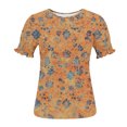 thumbnail image 5 of JTZGDY Blouses for Women Dressy Casual Summer Boho Floral/Polka Dot/Tie Dye/Plaid Printed Short Sleeve Womens Crewneck Graphic Tshirt Tops with Smocked Cuffs E-Orange XXL, 5 of 7
