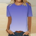 thumbnail image 5 of GaThRRgYP Women's Summer Short Sleeve Tops for Comfortable Style,Womens Fashion Print Short Sleeve Out Blouse Round Neck T-Shirt Purple XL, 5 of 5