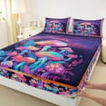 thumbnail image 3 of jejeloiu Watercolor Mushroom Queen Sheet Sets,Rustic Fungus Plants Flat Sheet,Gradient Pink Blue Queen Fitted Sheet For Girls Kids,Microfiber Bedroom Decor,4-Piece, 3 of 7