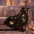 thumbnail image 6 of Moody Dark Botanical Blooms Black Cat Pumpkins Vintage, Cozy Pet Portrait Pattern, Warm Flannel Blanket for Living Room and Reading Nook, Cat Lovers autumn celebration Gift, Pet Lover Home Decor, 6 of 9
