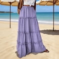 thumbnail image 2 of Gifts Dianli Boho Maxi Skirt A Line Tiered Ruffle High Waist Maxi Skirt Elastic Waist Pockets Flowing Layered Beach Vacation Resort Wear Bohemian Summer Maxi Skirt, 2 of 9