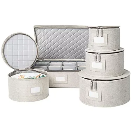

Gands China Storage Set Hard Shell and Stackable Felt Plate Dividers Included Cream