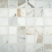 Calacatta Ivory 12 in. x 12 in. x 10 mm Polished Porcelain Mesh-Mounted Mosaic Tile (8 sq. ft. / case)