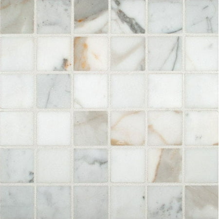 Calacatta Ivory 12 in. x 12 in. x 10 mm Polished Porcelain Mesh-Mounted Mosaic Tile (8 sq. ft. / case)