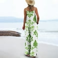 thumbnail image 4 of Sakmal Hawaiian Jumpsuits for Women Summer Wide Leg Beach Tropical Overalls Square Neck Sleeveless Full Green Pants for Women, 4 of 6