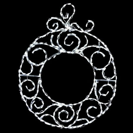 42 in. Outdoor LED White Scroll Wreath Lighted Display - 290 Bulbs