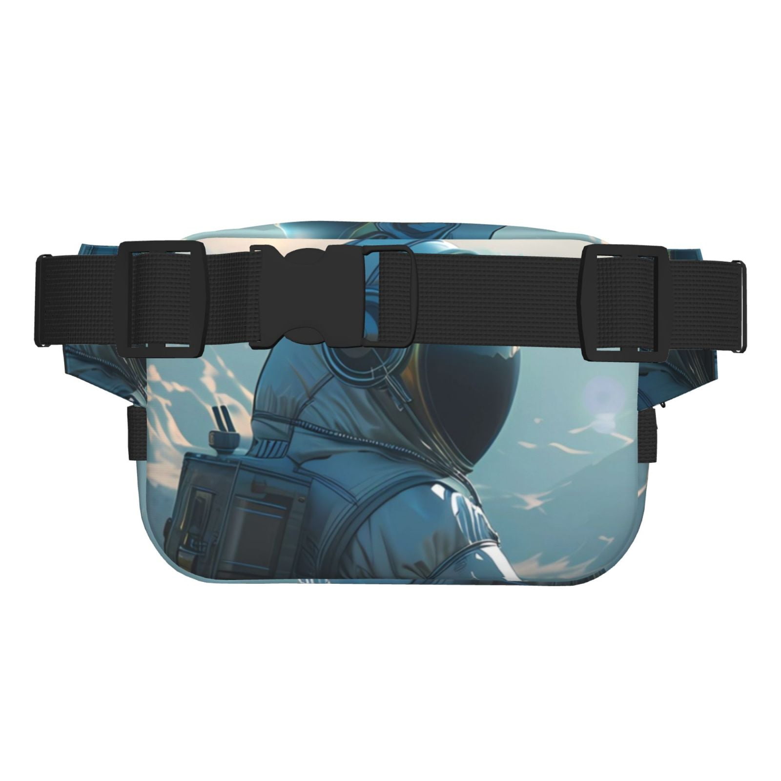 Picia Astronaut Contemplating Planet Print Square Double-Layer Waist Bag Mini Adjustable Waist Belt Bag Exercise Running Travel Hiking