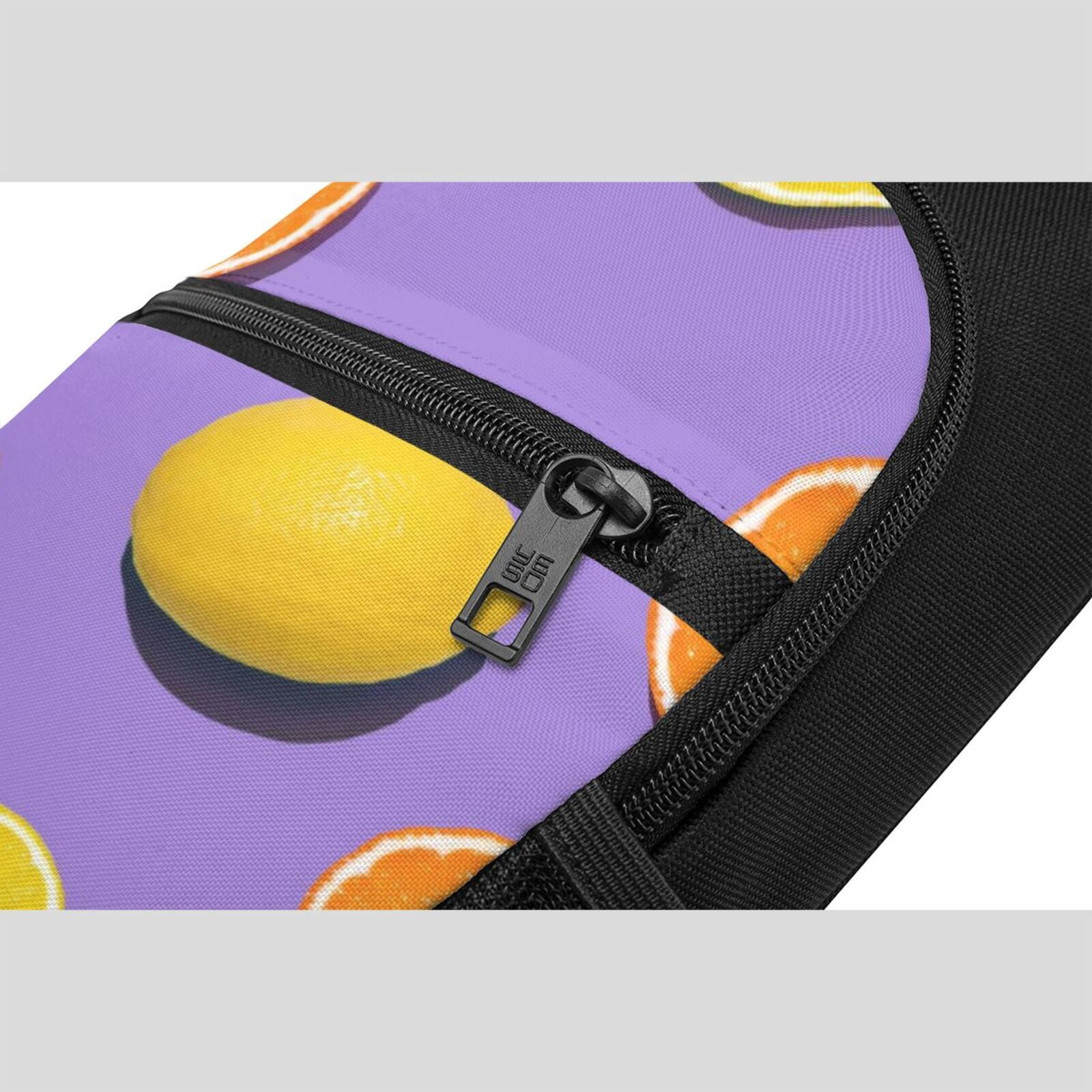 Xecao's Yellow Lemon And Orange Print Sling Bag: A Versatile Chest, Shoulder, and Crossbody Backpack for Casual Days Out, Perfect for Both Men and Women