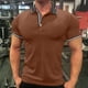 thumbnail image 3 of Gibobby Camisas Tipo Polo para Hombre Polo de piqué de algodón elástico sólido de Manga Corta Camisa de Polo para Hombre(Café,G), 3 of 5
