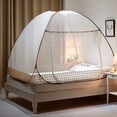 thumbnail image 3 of Mosquito Net for Bed,Pop-up Mosquito Net Tent for Indoor and Outdoor Use, Portable Double Door Travel Mosquito Net with Net Bottom, Insect Screen-Brown Edge, 3 of 6
