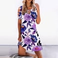 thumbnail image 3 of Vestido casual de mujer con hombros descubiertos y mangas cortas con estampado de espalda para adelgazar Fridja  bnh1222, 3 of 5