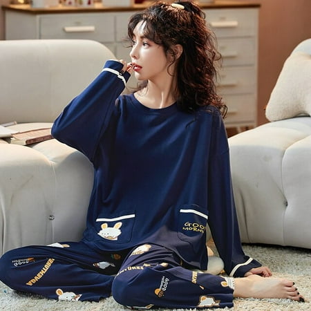 

QWZNDZGR Spring Autumn Women s Sleep Lounge Pajama Long Sleeved Woman Pajama Set Cartoon Pyjamas Cotton Sleepwear M L XL XXL 5XL Fashion