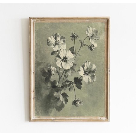Vintage Green Botanical Olive Green Floral Muted Tones Sage Green Art Botanical Wall Art Poster able E754, Unframed Poster Size 8x12 F03.1.18l329
