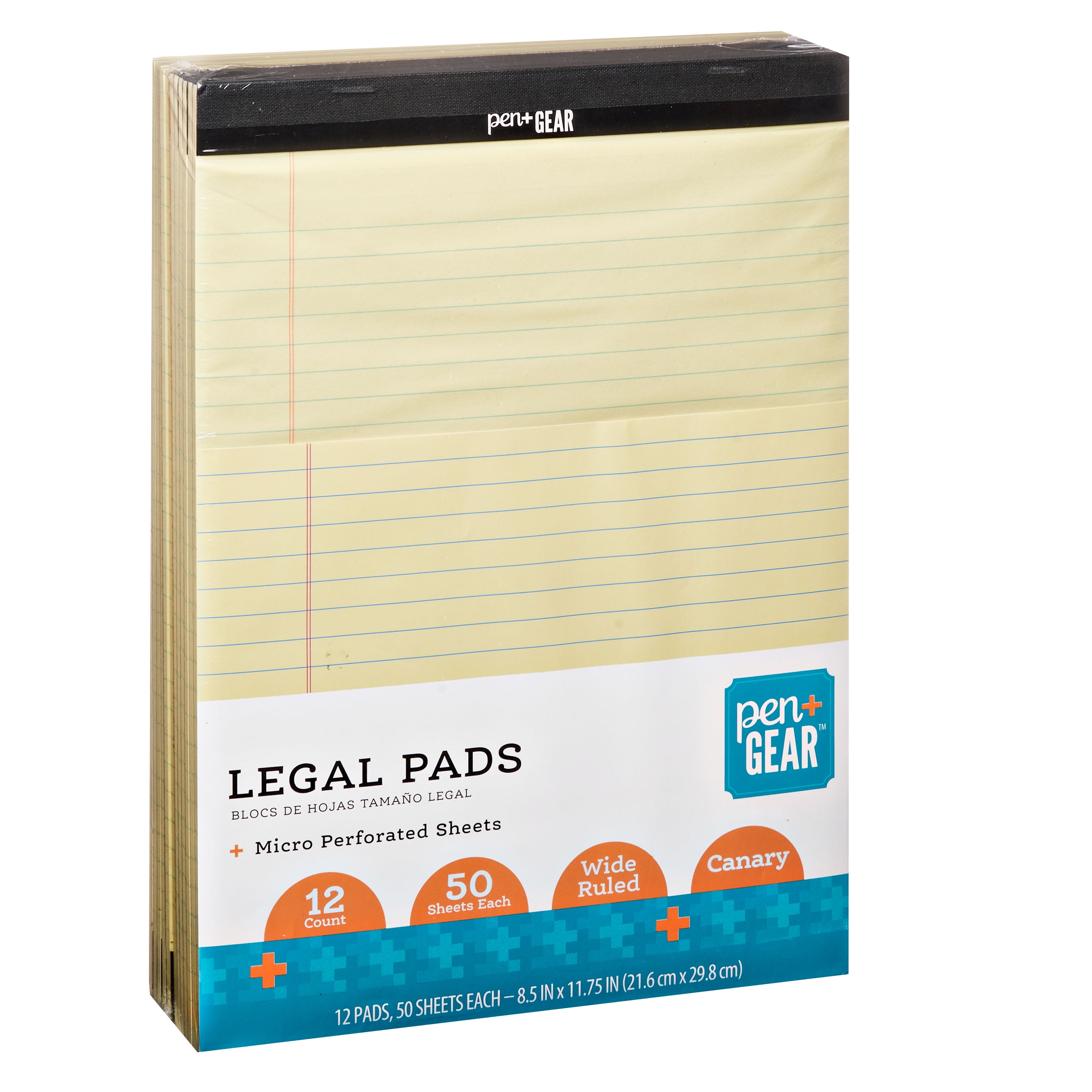 Staples Junior Size Perforated Legal Pad Narrow Ruled Canary  5" x 8" 12-Pack 