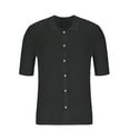 thumbnail image 6 of Lenago Mens Button Down Shirt Casual Solid Color Knit Hollow Turn Over Collar Short Sleeve Shirts, 6 of 7