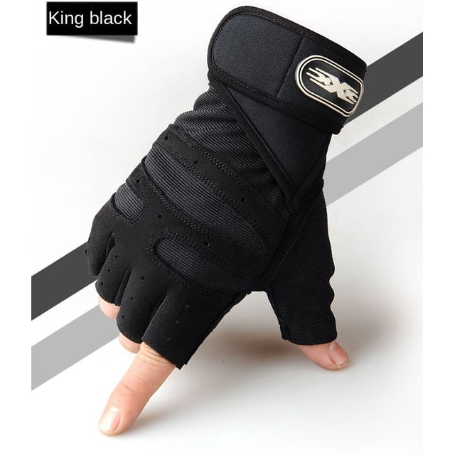 Women Men Cycling Gloves Wristband Fitness Sport Anti-Slip Shockproof King black L
