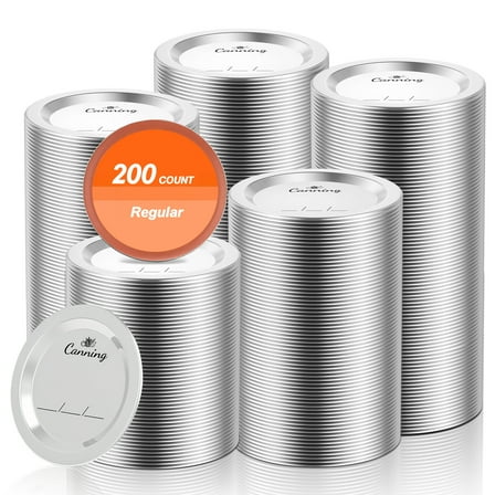 Weswose 200pcs Regular Mouth Canning Lids with Sealing - Mason Jar Lids for Canning, Reusable Leak Proof Split-Type Gold Lids, Food Grade Material