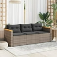 thumbnail image 4 of vidaXL Canapé de Patio avec Coussins 3 Places en Poly Rotin Gris, 4 of 6