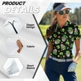 thumbnail image 5 of COEQINE St. Patrick's Day Women 1/4 Zip Golf Shirts Short Sleeve V Neck Golf Polo Shirt Pullover Moisture Wicking Athletic Tops Shamrock Skull Hat and Heart Print Sportswear, XL, 5 of 7